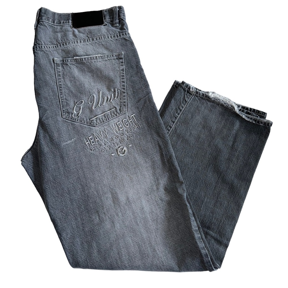 Vintage 90s G UNIT Pants Size 36x34 Baggy JNCO Style Distressed Black Denim